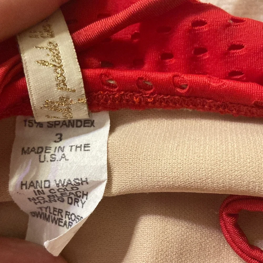 Tyler Rose Perforated Red Ruffle Bikini Set - Picture 7 of 10